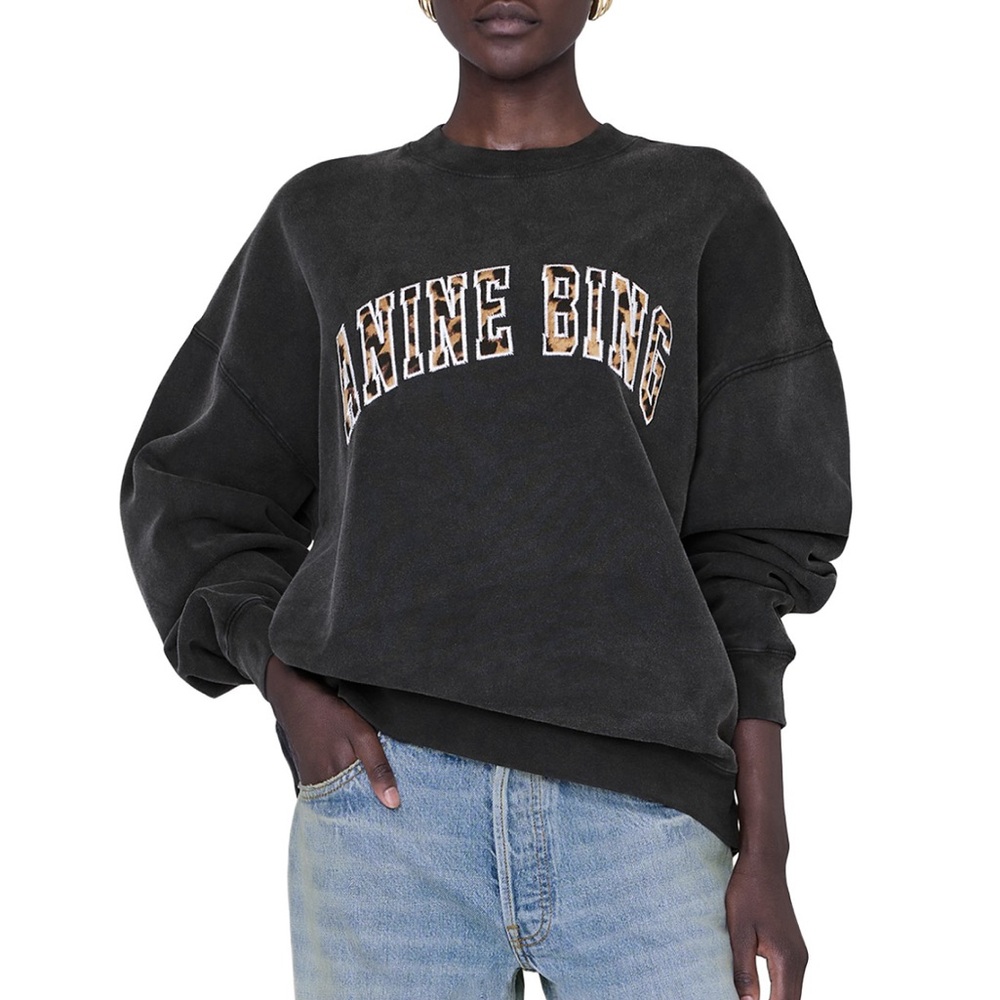 Anine Bing Charcoal Sweatshirt with Graphic Logo